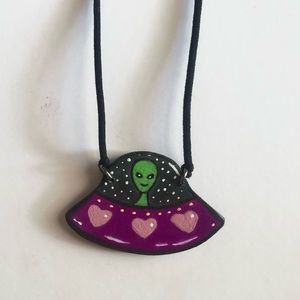 Necklace, handmade jewelry, Cute Alien . Original artwork